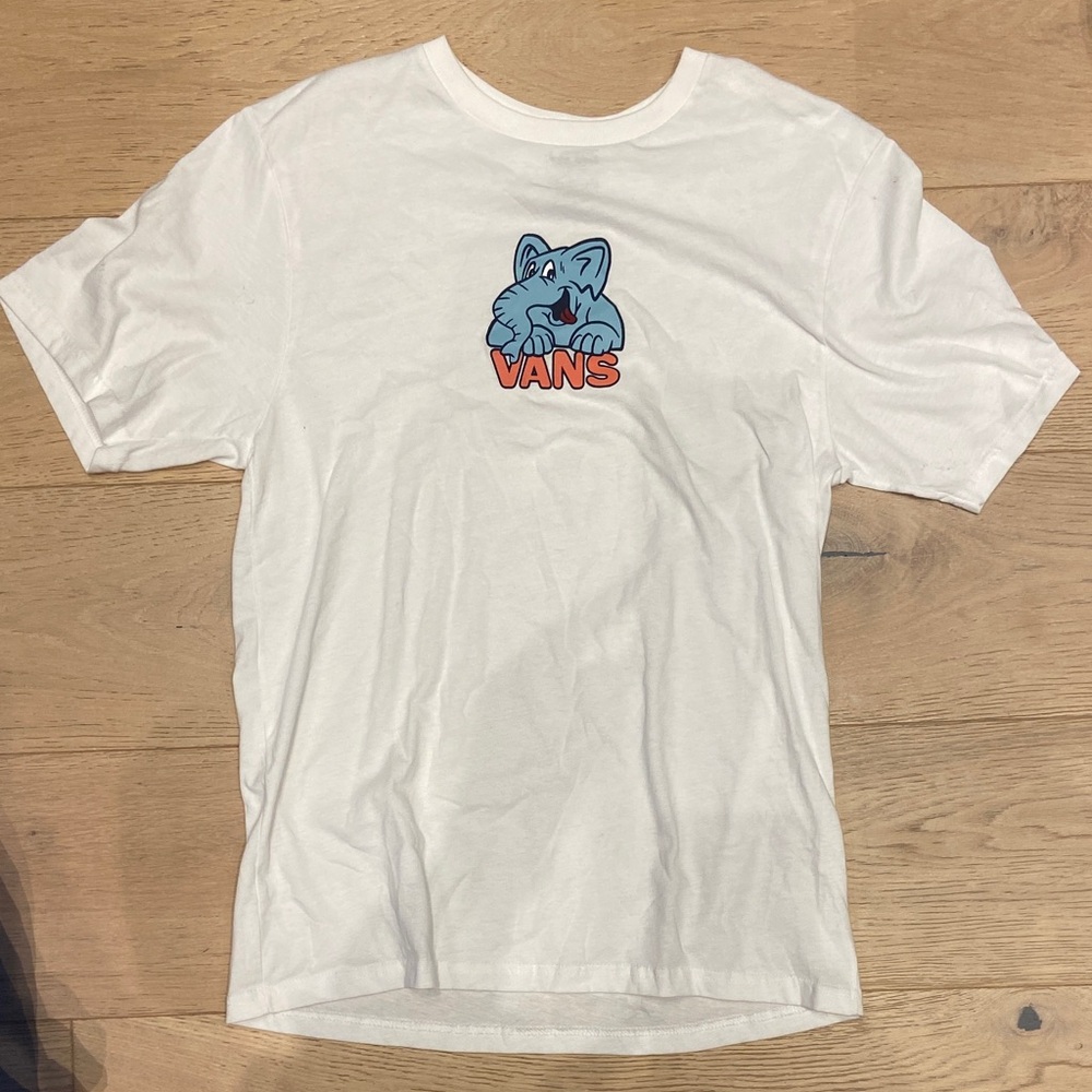 Vans White Tee with Blue and Red Graphic